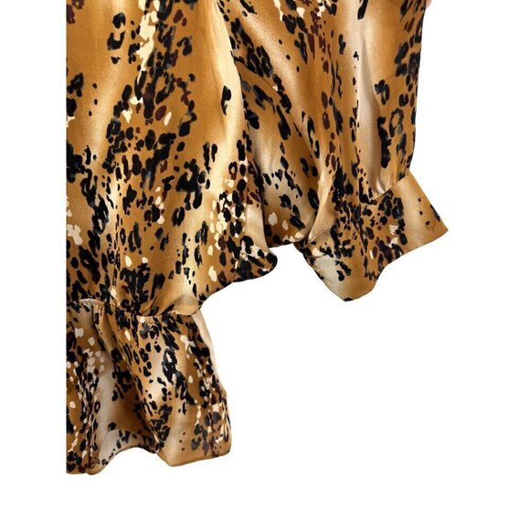 Parker Animal Print Speckled Abstract 100% Silk V-Neck Peplum Blouse EUC SZ M - Picture 4 of 9